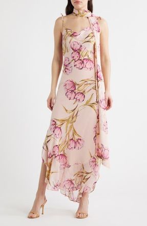 Steve Madden Jaila Ruffle Floral Maxi Dress in Rosette Pink at Nordstrom, Size 12