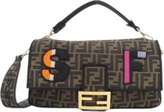 Fendi Pre-owned Baguette Large Nylon Shoulder Bag - Dames - Vintage Schoudertas - Bruin - ONE Size - Nylon - Vintage