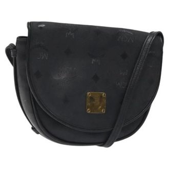 MCM Tweedehands leren schoudertassen - Dames - Pre-owned - Zwart - Maat: ONE Size Leer