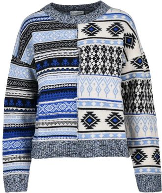 Ballantyne Crew Neck Wool Sweater - Blue/Light Blue
