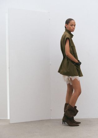 Mango Gilet collo alto con tasche kaki - Donna - XS-S - MANGO