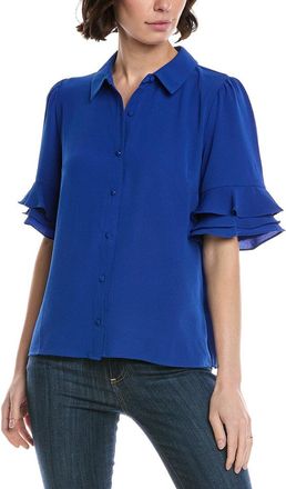 CeCe by Cynthia Steffe Cece 3/4-Sleeve Button Front Collared Top