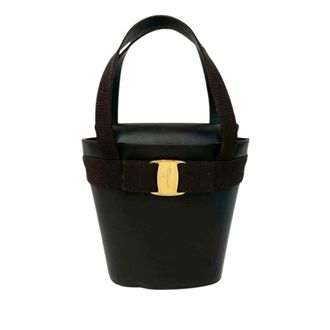 Ferragamo Pre-owned Ferragamo Leather Vara Bow Top Handle Bucket Bag Ladies BA21 6161