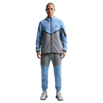 Nike Heren-hoodie met ritssluiting en chevronpatroon (Blauw/Grijs)