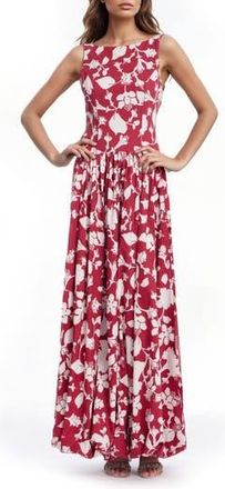 Badgley Mischka Floral Drop Waist Maxi Dress in Red Multi at Nordstrom Rack, Size 16
