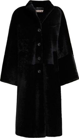 Marni single-breasted faux-fur coat - women - Lamb Fur - 42 - Black