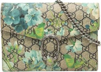 Gucci Pre-owned Floral Wallet on a Chain - Dames - Vintage Schoudertas - Beige - ONE Size - Vintage