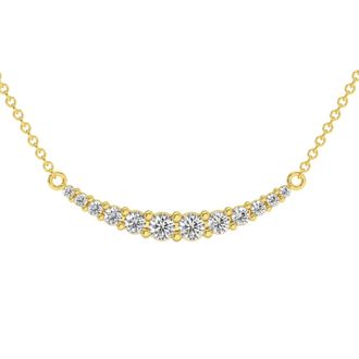 Pompeii3 1/2Ct TW Diamond Graduated Bar Necklace 14k Gold Lab Grown Pendant 28mm