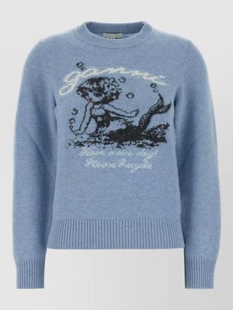 Ganni wool blend sweater crew neck graphic