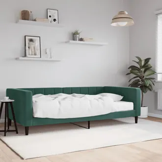 vidaXL Vidaxl - Sof&aacute; Cama Con Colch&oacute;n Terciopelo Verde Oscuro 100x200 Cm