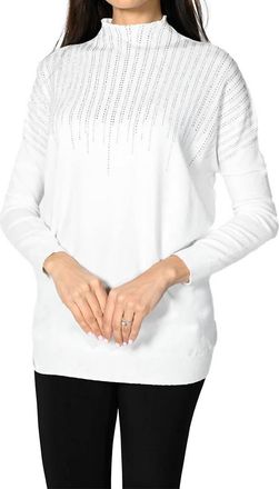 Frank Lyman Design Rhinestone Knit Top In Off White