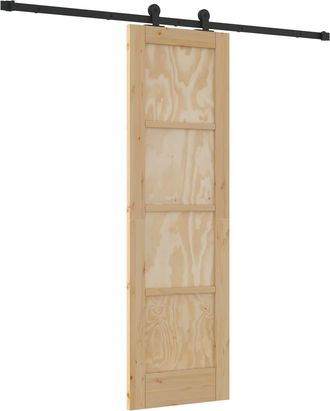 vidaXL Puerta Corredera Natural Y Negro 61 X 198,5 Cm Vidaxl