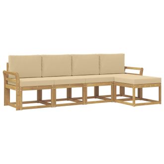 vidaXL Conjunto De Sof&aacute;s De Exterior Con Coj&iacute;n 5 Pcs Y Beige Vidaxl