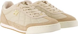 Amiri Womens Pacific Flat Sneakers - Amiri Leather Beige Calfskin Shoes