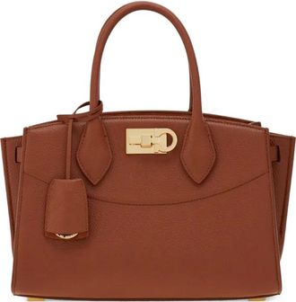 Ferragamo Borsa Soft Studio media - Marrone