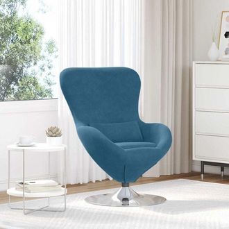 vidaXL Sill&oacute;n Huevo Azul 63 X 73 X 90 Cm Terciopelo Vidaxl