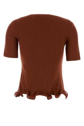 Fendi Womens Brick Wool Top Rust-25 Exterior: Virgin Maglie