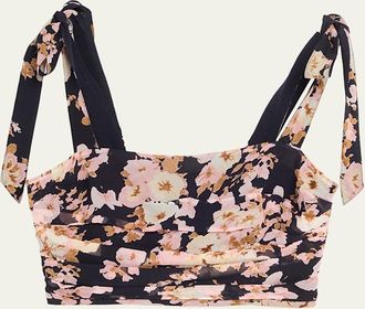 Cara Cara Daria Printed Silk Crop Top