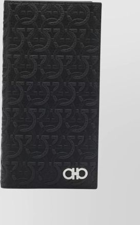 Ferragamo gancini leather card holder textured finish