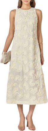 English Factory Ribbon Sleeveless Maxi Dress in Cream at Nordstrom, Size Large