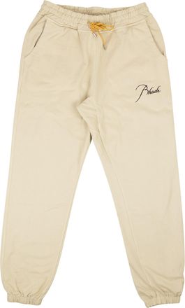 Rhude Ivory Bone Cotton Embroidered Logo Jogger Sweatpants
