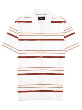 HUGO BOSS White Pitti Horizontal Stripe Polo Shirt