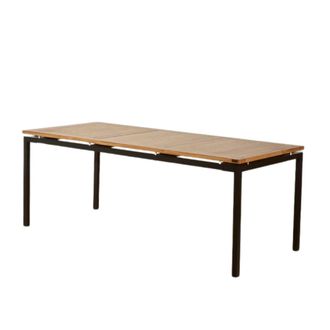 Robin des Bois Mesa rectangular para 6/8 personas, metal y roble negra