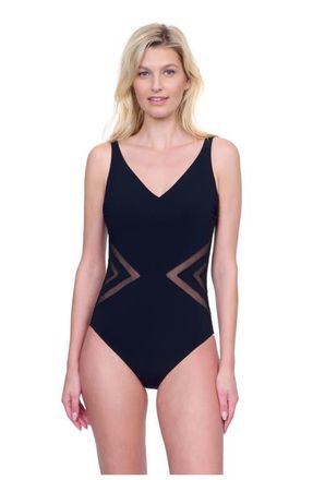 Gottex Day Dreamer V-neck One Piece in Black at Nordstrom, Size 18