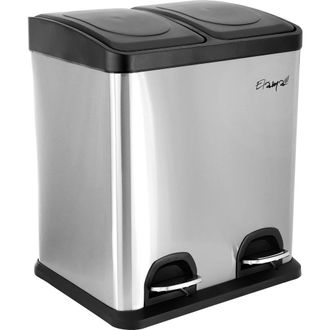 Elama 2 Section 15 Liter/ 4 Gallon Each Section Trash and Recycling Step Bin in Silver at Nordstrom