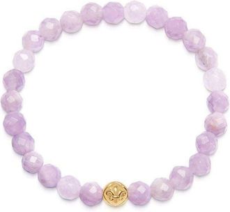 Nialaya logo-bead amethyst stone bracelet - women - Gold Plated Steel/Amethyst - S - Purple