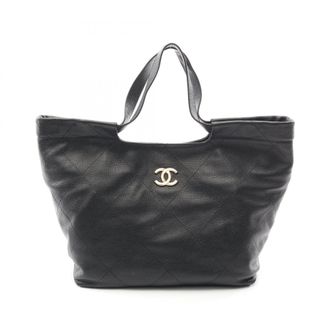 Chanel Black Grained Calfskin Handbag Tote Bag (Pre-Owned)