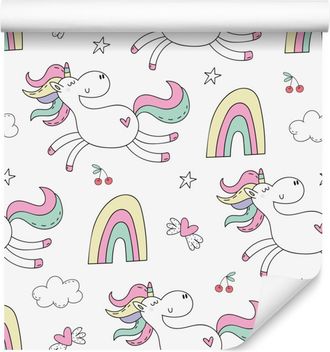 OEM Carta Da Parati Con Unicorni Colorati Per Soggiorno E Camera Da Letto, 50x1000 Cm