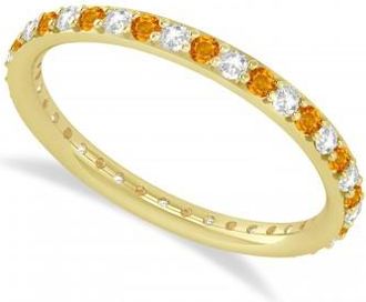 Allurez Diamond & Citrine Eternity Wedding Band 14k Yellow Gold (0.57ct)