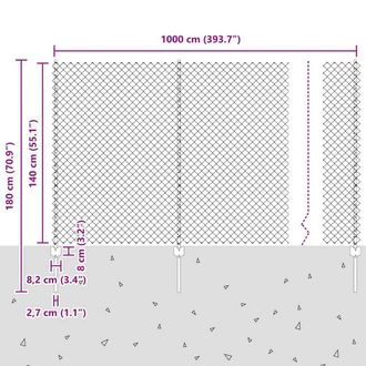 Berkfield Home Stylish Chain Link Fence with 10 U Posts Green 1.4x10 m Steel