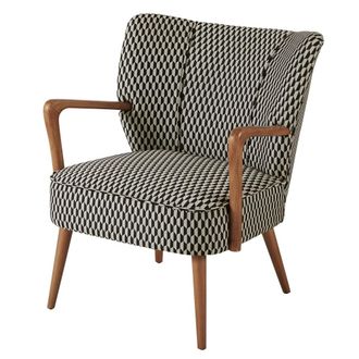 Maisons du monde Butaca vintage con motivos gr&aacute;ficos en blanco y negro