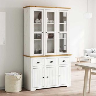 vidaXL Vidaxl - Aparador Alto Bodo Madera Pino Blanco Marr&oacute;n 115,5x43x200,5 Cm