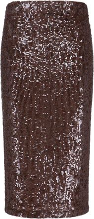 P.A.R.O.S.H. Brown Midi Sequin Skirt
