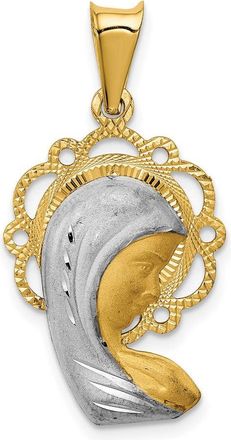 Diamond2Deal 14k Yellow Gold Rhodium Satin Polished Mary Pendant