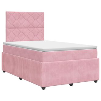 vidaXL Cama Box Spring Con Colch&oacute;n Rosa 120 X 190 Cm Terciopelo Vidaxl