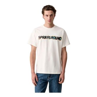 Sprayground Bedruikt T-shirt met Ronde Hals - Heren - T-shirts - Wit - M - Katoen - Tops