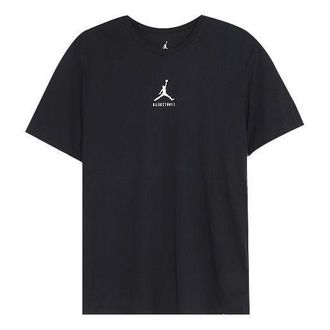 Air Jordan Logo Sports Round Collar Short Sleeves Tee Black 840395-010