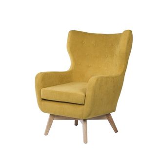 Koketto Home Butaca acolchada color mostaza con estructura de madera