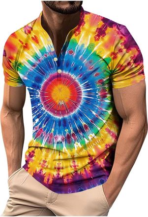 Generic Henley Shirts for Men Summer Casual Crewneck Mens Grandad Shirt Short Sleeve Buttons Beach Collarless Shirts Comfy Basic Holiday Tee Imitation Cotton 