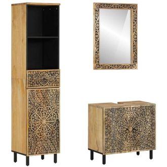 vidaXL Conjunto De Muebles De Ba&ntilde;o 3 Piezas Madera Maciza De Mango Vidaxl