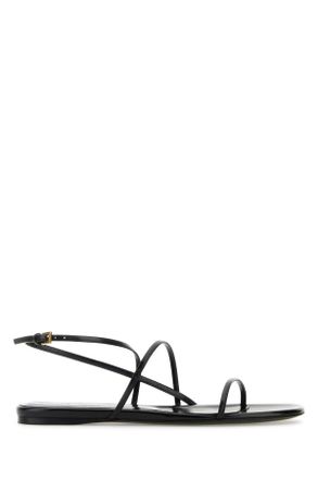 Khaite Womens Black Leather Loop Sandals - Size EU 36