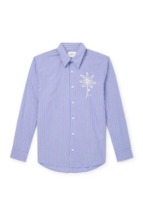 Nn.07 Quinsy Appliquéd Pinstriped Supima Cotton Shirt