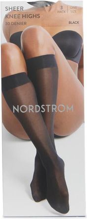 Nordstrom 3-Pack Sheer Knee High Socks in Black at Nordstrom, Size 9