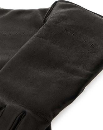 Gucci Womens Leather Gloves Black Lamb