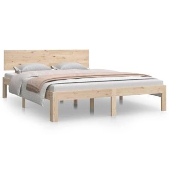 Berkfield Home Bed Frame Solid Wood Pine 140x190 cm in Light Tan