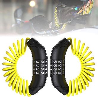 OEM Candado De Cable De 2 Piezas Para Casco De Motocicleta - Candado Antirrobo Retr&aacute;ctil Para Equipaje Con Combinaci&oacute;n De 4 D&iacute;gitos (amarillo)